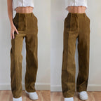 Green Corduroy High Waist Pants