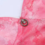 Pink Floral Mesh Sheer V-Neck Crop Top
