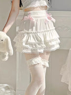 White Ruffle A-Line Bow Mini Skirt