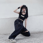 Black Cut Out Oversized Pocket Cargo Pants