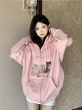 Kitten Print Zip Up Jacket