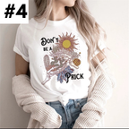 Cute Retro Tarot Card Cresent Moon Sun Print Loose Short Sleeve Shirt Aesthetic Casual E-Girl Kawaii Korean Japanese Harajuku