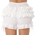 White Frilly Lace Ruffle Bloomer Shorts