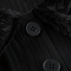 Black Faux Fur V Neck Bodycon Sweater