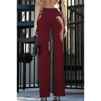 Cute Black Sexy Cut Out Pant Slim Sweat Hallow Out Flare Trousers Bell Bottoms E-Girl Kawaii Korean Japanese Harajuku Retro Streetwear