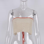 Sexy Knit Bandage Crop Top Sleeve Strapless Tube Shirt Backless Summer Aesthetic Casual E-Girl Kawaii Korean Japanese Harajuku