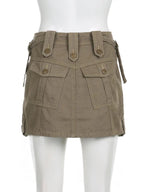 Brown Cargo Pocket Mini Skirt
