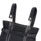 Sexy Black Casual Chain Metal Sling Belt Zipper Short Mini Dress Punk Goth E-Girl Kawaii Korean Japanese Harajuku Streetwear