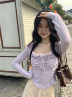 Purple Lace Crop Top