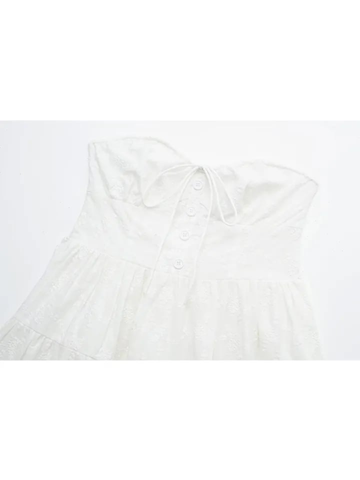 White Strapless Lace Dress