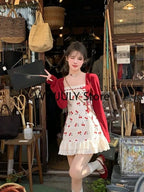 Cherry Lace Print Mini Dress