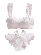White Lace Petal Japanese Bra + Panties Lingerie