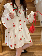 Strawberry Peterpan Collar Ruffle Mini Dress