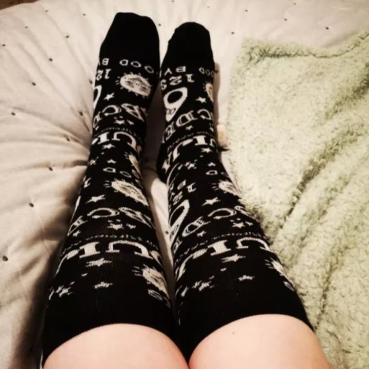 Cute Black Ouija Board Magic Star Moon Print Socks Punk Goth Aesthetic Casual E-Girl Kawaii Korean Japanese Harajuku