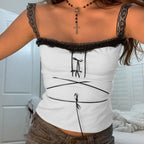 Lace Shoulder Bow Tank Top