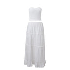 2PCS Strapless Tank Top + Pleated Long Skirt