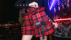 Cute Sexy Goth Punk Red Plaid Checkered Pleated High Waist Mini Skirt Bottom E-Girl Kawaii Korean Japanese Harajuku Chinese Retro Streetwear Aesthetic