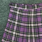 Purple Plaid Spring Summer High Waisted Pleated Skirt School Girl Skater Bottoms E-Girl Kawaii Korean Japanese Harajuku Streetwear