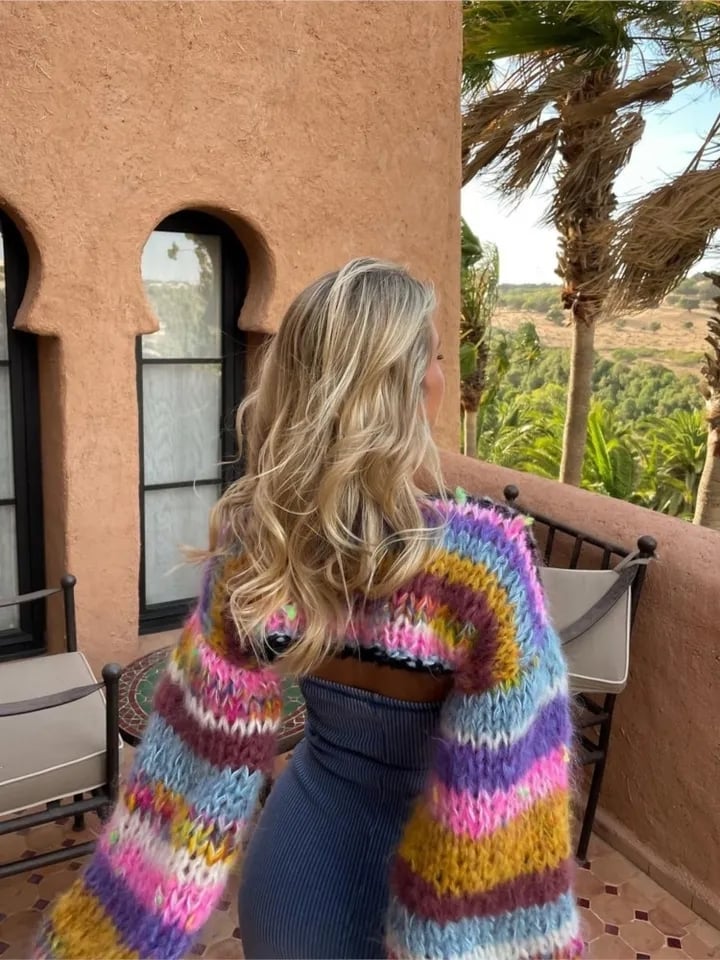 Colorful Striped Smock Sweater