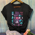 Cute Cat Kitten Neko Cartoon Print Goth Funny Short Sleeve Shirt Tee T-shirt E-Girl Kawaii Korean Japanese Harajuku Chinese Retro Streetwear Aesthetic