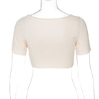 Beige Square Neck Crop Top