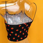 Cute Strawberry Fruit Spaghetti Strap Crop Top Camisole Shirt Tee T-shirt E-Girl Kawaii Korean Japanese Harajuku Chinese Retro Streetwear Aesthetic