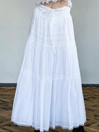 White Low Waist Maxi Skirt