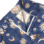 Cute Sun Moon Star Planet Pattern Loose Denim Shorts Bottom E-Girl Kawaii Korean Japanese Harajuku Chinese Retro Streetwear Aesthetic