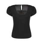Vintage Bow Ruffle Patchwork Short Sleeve Shirt