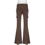 Brown Flare Boot Cut High Waist Trousers