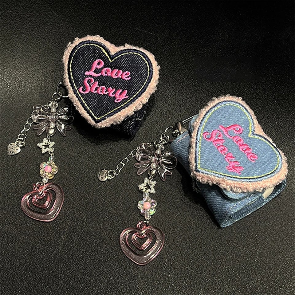 3D Denim Love Heart Coin Purse