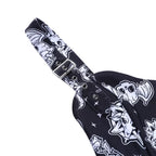 Cute Black Goth Skull Bat Goat Print Zipper Front Camisole Crop Top Tank Summer Aesthetic Casual E-Girl Kawaii Korean Japanese Harajuku