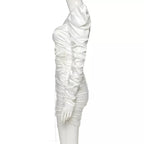 Cute Diamond Ruched Bandage Lace Up Hollow Out Long Sleeve Bodycon Dress Summer Party Club Aesthetic E-Girl Kawaii Korean Japanese Harajuku