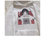 Anime Girl Cartoon Print Graphic White long Sleeve Hoodie Sweater Sweatshirt Pullover Top E-Girl Kawaii Korean Japanese Harajuku Streetwear