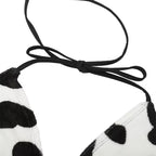 Cute Sexy Cow Pattern Fluffy Camisole Tank Crop Top Sleeveless Shirt Summer Aesthetic Casual E-Girl Kawaii Korean Japanese Harajuku