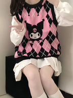 Anime Argyle Print Sweater Vest