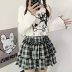 Cat Off Shoulder Frill Long Sleeve Shirt