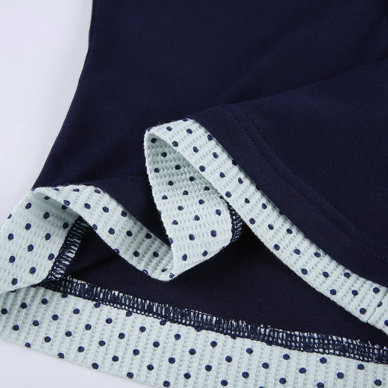 2PCS Polka Dot Lace Patchwork Long Sleeve Shirt