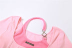 Pink Square Neck Crop Top