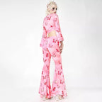 Pink Butterfly Low Waist Flare Bell Bottom Pants Rave Festival Aesthetic Casual E-Girl Kawaii Korean Japanese Harajuku