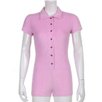 Pink Button Up Romper