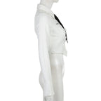 White Butterfly Rhinestone Tie + Long Sleeve Shirt Set
