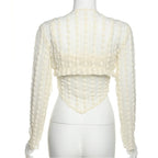 2PCS Beige Frill Camisole + Cardigan