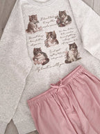 Cat Letter Print Loose Sweatshirt