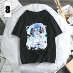 Anime Girl Cartoon Print Aesthetic Loose Short Sleeve Shirt T-shirt Top Punk Goth Summer Casual E-Girl Kawaii Korean Japanese Harajuku Streetwear