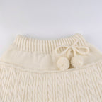White Knit Twist Mini Skirt