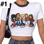 Doll Cartoon Graphic Print White Short Sleeve T-shirt