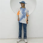 Cute Tie Dyed Hip Hop Casual Punk Goth Loose Oversized Short Sleeve Shirt Tee T-shirt E-Girl Kawaii Korean Japanese Harajuku Chinese Retro Streetwear