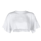 White Loose Cropped Short Sleeve Shirt