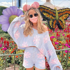 Floral Knit Long Sleeve Pullover + Shorts